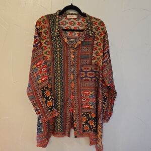 Johnny Was Silk Blouse Size XL